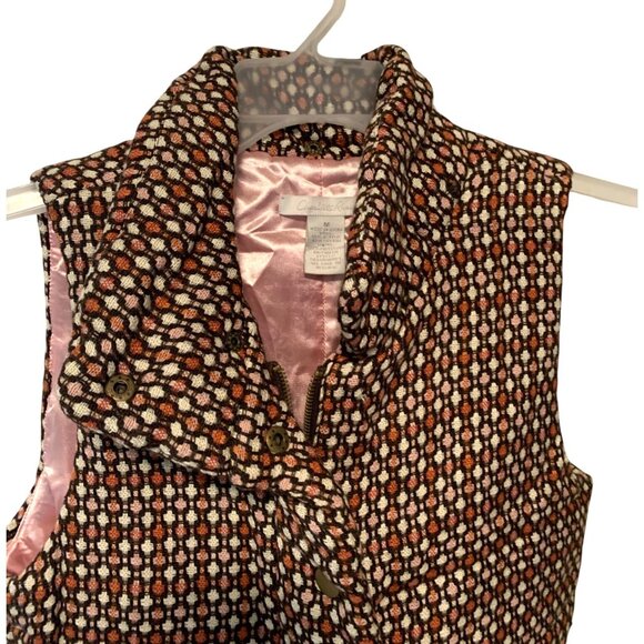 Vintage Charlotte Russe Womens Size Medium Tweed Vest Button Snap Up Winter Flor - Picture 2 of 3